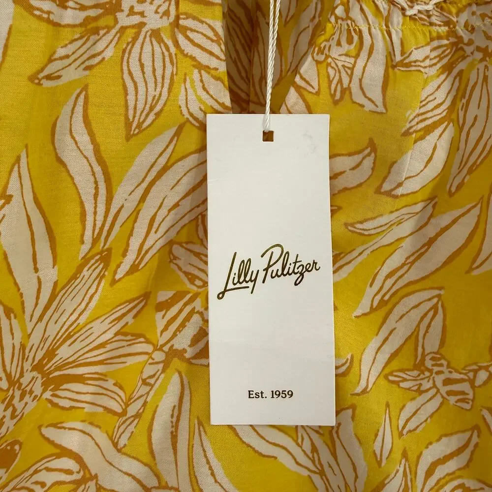 Lilly Pulitzer Lourdes Hideaway Honeycomb Bee Shirt Sz XS Smocked Embroidered
